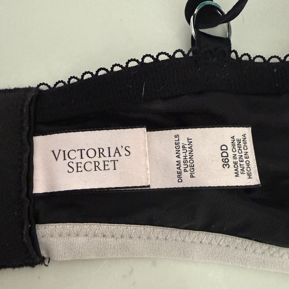 Victoria's Secret Dream Angels Pigeonnant Push Up Bra Lace Rhinestones 36DD - Picture 5 of 10